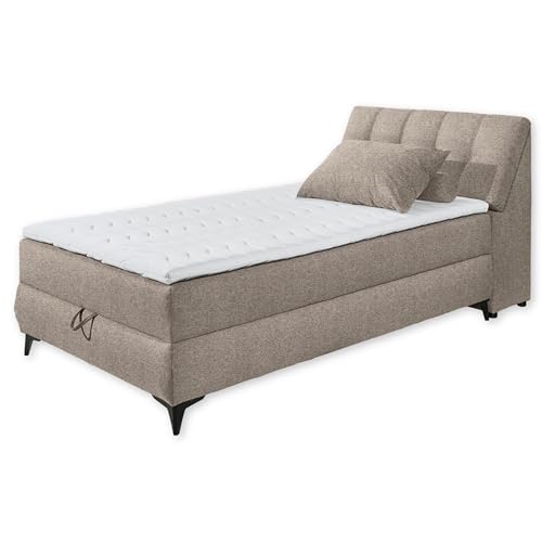 Stella Trading Atlantis 6 Boxbett 120x200 in Sand-Bequemes Einzelbett mit Bettkasten & Kaltschaum Topper, Holzwerkstoff, 120 x 200 cm von Stella Trading