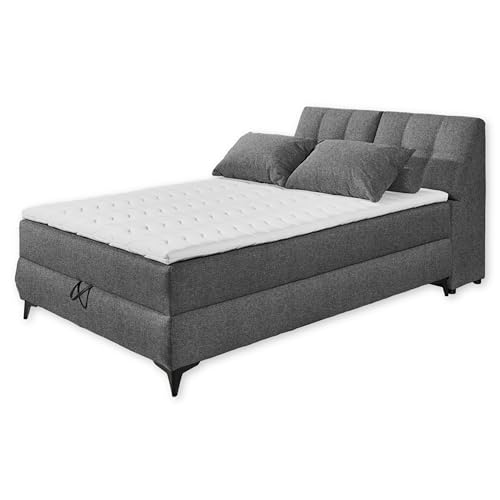 Stella Trading Atlantis 6 Boxbett 140x200 in Anthrazit - Bequemes Doppelbett mit Bettkasten und Kaltschaum Topper - 145 x 102 x 240 cm (B/H/T) von Stella Trading