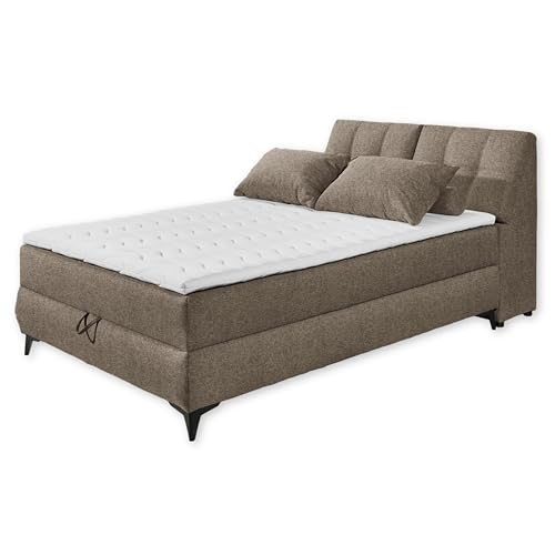 Stella Trading Atlantis 6 Boxbett 140x200 in Espresso-Bequemes Doppelbett mit Bettkasten & Kaltschaum Topper, Holzwerkstoff, 140 x 200 cm von Stella Trading