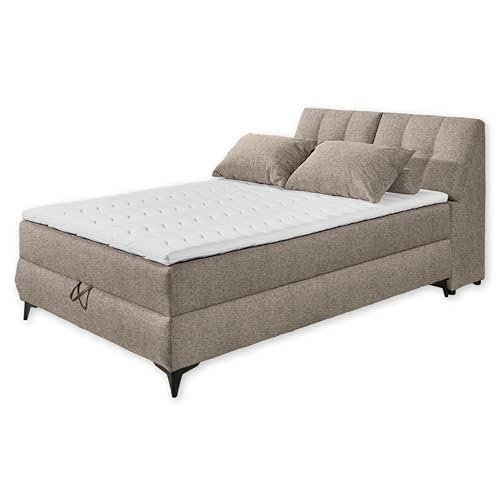 Stella Trading Atlantis 6 Boxbett 140x200 in Sand-Bequemes Doppelbett mit Bettkasten & Kaltschaum Topper, Holzwerkstoff, 140 x 200 cm von Stella Trading