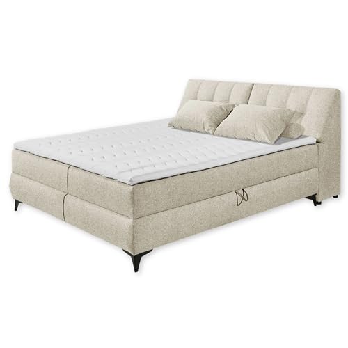 Stella Trading Atlantis 6 Boxbett 160x200 in Ivory-Bequemes Doppelbett mit Bettkästen & Kaltschaum Topper, Holzwerkstoff, 160 x 200 cm von Stella Trading