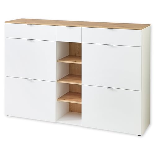 BARI Schuhschrank in Weiß, Artisan Eiche Optik FSC-Zertifiziert - Modernes Schuhregal mit viel Stauraum für Ihre Schuhe - 148 x 103 x 38 cm (B/H/T) BARI Schuhschrank in Weiß, Artisan Eiche Optik FSC-Zertifiziert - Modernes Schuhregal mit viel Stauraum für Ihre Schuhe - 148 x 103 x 38 cm (B/H/T) von Stella Trading