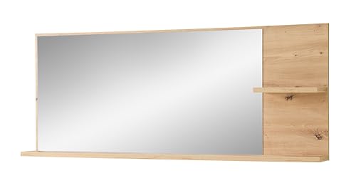 BARI Wandspiegel in Artisan Eiche Optik FSC-zertifiziert - Praktischer Spiegel mit Ablage für Flur & Garderobe - 148 x 60 x 17 cm (B/H/T) von Stella Trading