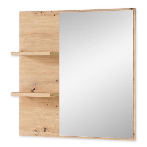 Stella Trading BARI Wandspiegel in Artisan Eiche Optik FSC-Zertifiziert-Praktischer Spiegel mit Ablage für Flur & Garderobe, Holzwerkstoff, 78 x 80 x 17 cm von Stella Trading