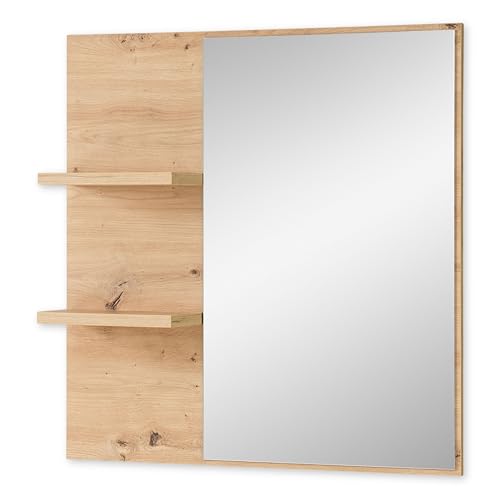 Stella Trading BARI Wandspiegel in Artisan Eiche Optik FSC-Zertifiziert - Praktischer Spiegel mit Ablage für Flur & Garderobe - 78 x 80 x 17 cm (B/H/T) von Stella Trading