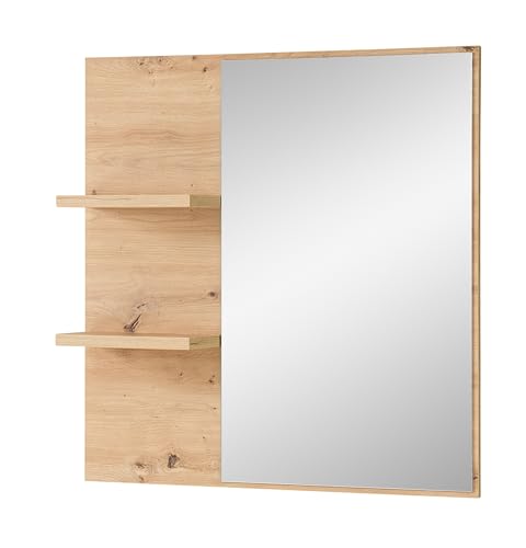 Stella Trading BARI Wandspiegel in Artisan Eiche Optik FSC-Zertifiziert - Praktischer Spiegel mit Ablage für Flur & Garderobe - 78 x 80 x 17 cm (B/H/T) von Stella Trading