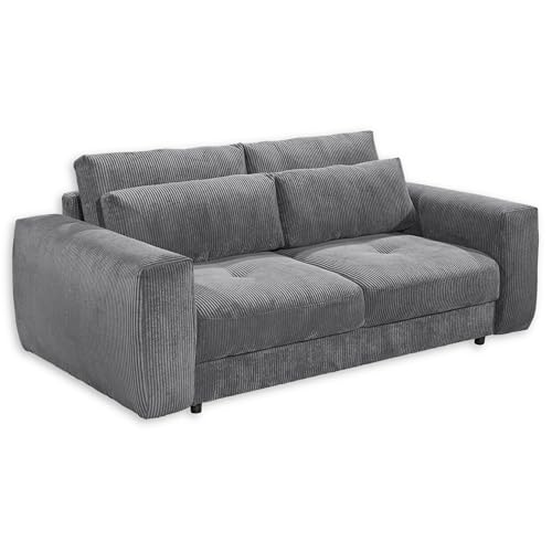 BARURA Big Sofa in Cord-Optik, Ash - Bequeme Wohnzimmer Couch - 214 x 90 (74) х 112 cm (B/H/T) von Stella Trading