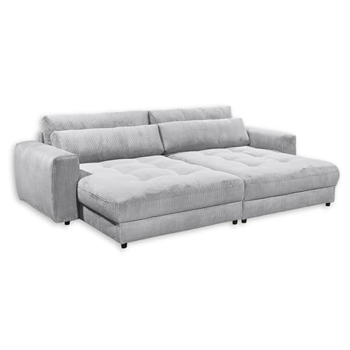 Stella Trading BARURA Big Sofa in Cord-Optik, Dove - Bequeme Wohnzimmer Couch mit großer Liegefläche - 292 x 90 (74) х 194 cm (B/H/T) von Stella Trading