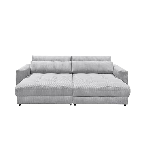 Stella Trading BARURA Big Sofa in Cord-Optik, Dove - Bequeme Wohnzimmer Couch mit großer Liegefläche - 292 x 90 (74) х 194 cm (B/H/T) von Stella Trading