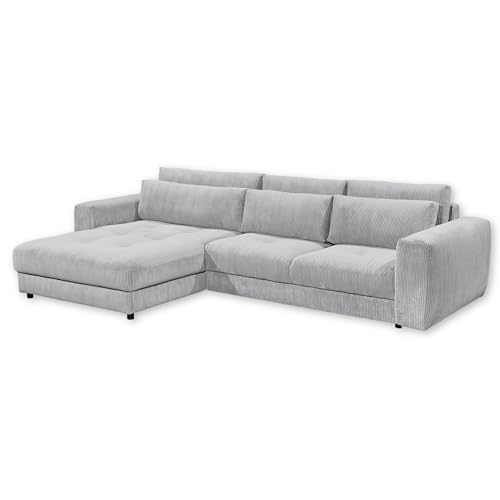 BARURA Ecksofa in Cord-Optik, Dove - Moderne Eckcouch in L-Form mit großer Liegefläche - 333 x 90 (74) х 194 cm (B/H/T) von Stella Trading