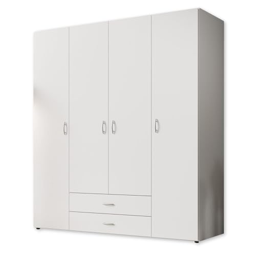 Stella Trading BASE Zeitloser Kleiderschrank in drei verschiedenen Größen - Vielseitiger Drehtürenschrank in Weiß - 160 x 177 x 52 cm (B/H/T) von Stella Trading
