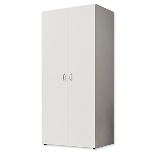Stella Trading BASE Zeitloser Kleiderschrank in drei verschiedenen Größen - Vielseitiger Drehtürenschrank in Weiß - 80 x 177 x 52 cm (B/H/T) von Stella Trading