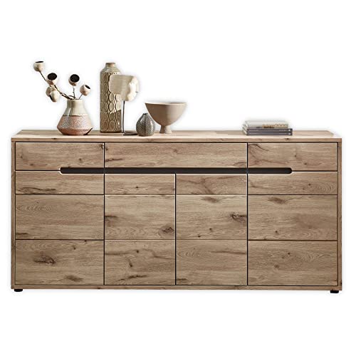 Stella Trading BELLANO Sideboard in Viking Eiche Optik, Graphit - Moderne Kommode mit Schubladen und viel Stauraum - 185 x 87 x 44 cm (B/H/T) von Stella Trading