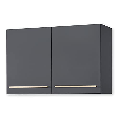 BILBERRY Moderner Hängeschrank Küche in Eiche Sonoma Optik, Anthrazit - Geräumiger Küchenschrank mit viel Stauraum - 100 x 65 x 33 cm (B/H/T) von Stella Trading