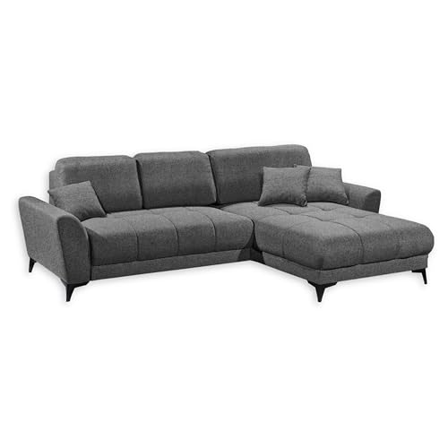 Stella Trading Bern Ecksofa mit Schlaffunktion in Anthrazit-Moderne Eckcouch in L-Form mit Bettkasten, Holzwerkstoff, 281 x 91 x 189 cm von Stella Trading