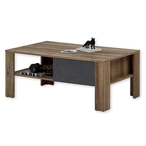 BOOST Couchtisch in Flagstaff Oak Optik, Anthrazit - geräumiger Sofatisch mit Schublade & Ablage für Ihren Wohnbereich - 115 x 46 x 64 cm (B/H/T) von Stella Trading