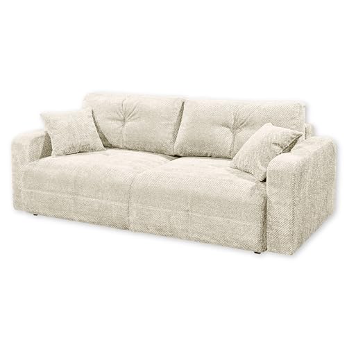 Stella Trading Bullet Bequemes Schlafsofa mit Bettkasten, Stoffbezug Ivory-Klappbares Sofa mit Schlaffunktion, Holzwerkstoff, 235 x 88 x 120 cm von Stella Trading