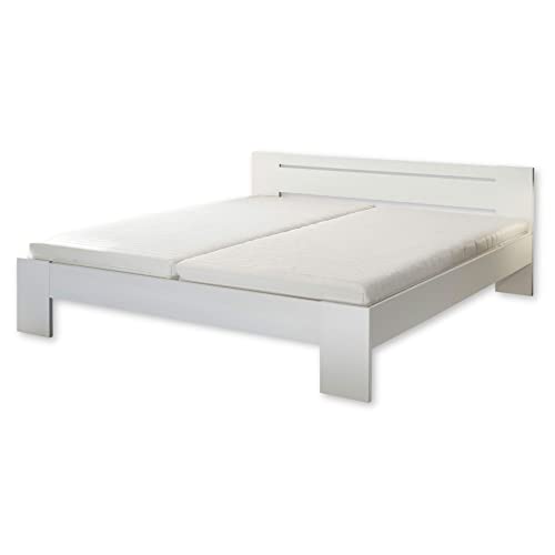 CANNES Futonbett 180 x 200 cm - Minimalistisches Doppelbett in Weiß - 185 x 71 x 204 cm (B/H/T) von Stella Trading