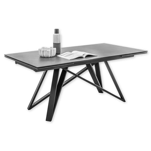Stella Trading Charly Esstisch ausziehbar in Anthrazit - Ausziehbarer Esszimmertisch mit außergewöhnlichem Metallgestell - 180-280 x 75 x 95 cm (B/H/T) von Stella Trading