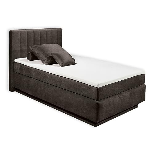 COVINA 6A Boxspringbett 140x200 mit Bettkasten, Espresso - Bequemes Bett mit dekorativer Steppung & Kaltschaum Topper - 142 x 115 x 213 cm (B/H/T) von Stella Trading