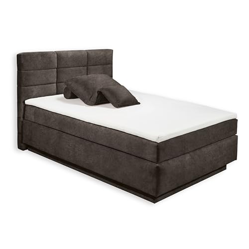 COVINA 6B Boxspringbett 140x200 mit Bettkasten, Espresso - Bequemes Bett mit dekorativer Steppung & Kaltschaum Topper - 142 x 115 x 213 cm (B/H/T) von Stella Trading