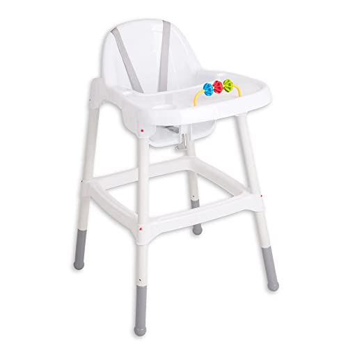 Stella Trading Dejan Hochstuhl Baby in Weiß, Grau - Sicherer Kinderstuhl mit Armlehne für eine Bequeme Sitzposition - 55 x 91 x 63 cm (B/H/T) von Stella Trading