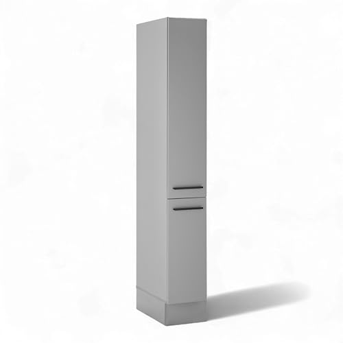 Stella Trading Denver Apothekerschrank Küche in Grau - Geräumiger Küchenschrank mit viel Stauraum - 30 x 211 x 57 cm (B/H/T) von Stella Trading