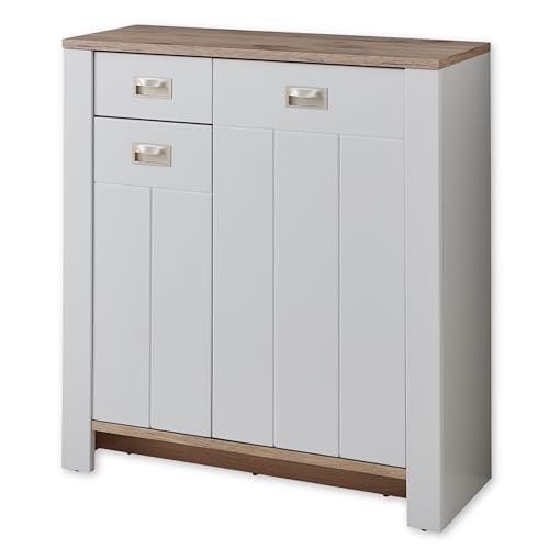Dijon Schuhschrank in Ashgrey, Viking Oak Optik - Modernes Schuhregal mit viel Stauraum für Ihre Schuhe - 98 x 105 x 38 cm (B/H/T) von Stella Trading