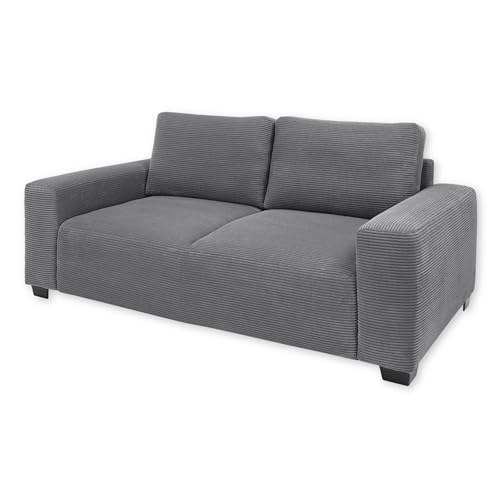 ELBA Big Sofa in Cord-Optik, Ash - Bequeme Wohnzimmer 2-Sitzer Couch - 214 x 93 х 113 cm (B/H/T) von Stella Trading