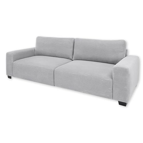 Stella Trading ELBA Big Sofa in Cord-Optik, Dove - Bequeme Wohnzimmer 3-Sitzer Couch - 274 x 93 х 113 cm (B/H/T) von Stella Trading