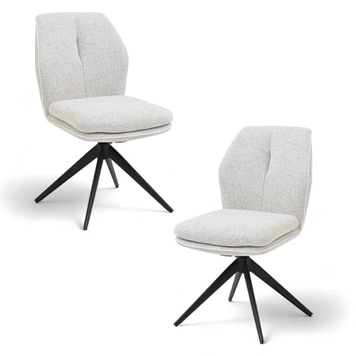 ENJA Esszimmerstühle 2er Set mit schwarzem Metallgestell, Beige - Bequeme Stühle für Esszimmer & Küche - 50 x 92 x 65 cm (B/H/T) von Stella Trading