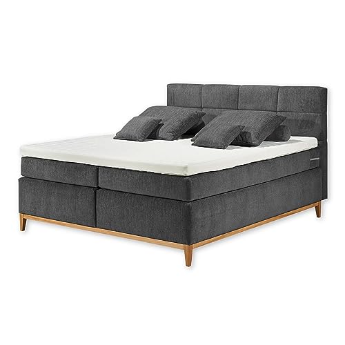 Stella Trading ESBERG 8 Boxspringbett 180x200, Anthrazit - Bequemes Doppelbett mit 7-Zonen-Federkern Matratze & Kaltschaum Topper mit Klimaband - 184 x 108 x 210 cm (B/H/T) von Stella Trading
