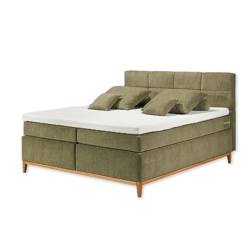 ESBERG 8 Boxspringbett 180x200, Lindgrün - Bequemes Doppelbett mit 7-Zonen-Federkern Matratze & Kaltschaum Topper mit Klimaband - 184 x 108 x 210 cm (B/H/T) von Stella Trading