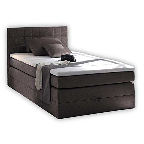 Stella Trading HAWAII 3 Boxspringbett 140x200 mit Bettkasten, Anthrazit 2 - Bequemes Bett mit 7-Zonen-Federkern Matratze H2-H3 und thermoelastischem Visco Topper - 141 x 107 x 209 cm (B/H/T) von Stella Trading