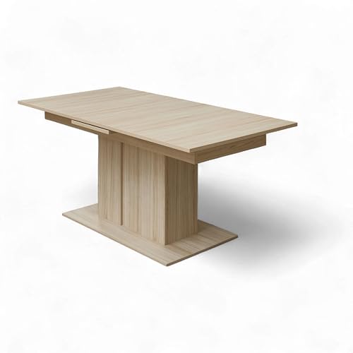 Stella Trading INA Esstisch ausziehbar in Riva Eiche Optik FSC-Zertifiziert - Ausziehbarer Säulentisch für Ihr Wohn- & Esszimmer - 180-220 x 77 x 90 cm (B/H/T) von Stella Trading