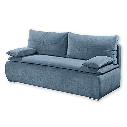 Stella Trading JANA Bequemes Schlafsofa mit Bettkasten, Stoffbezug Denim - Klappbares Sofa mit Schlaffunktion & Komforthöhe - 208 x 102 x 95 cm (B/H/T) von Stella Trading