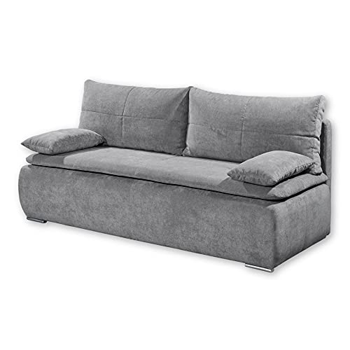 Stella Trading JANA Bequemes Schlafsofa mit Bettkasten, Stoffbezug Dunkelgrau - Klappbares Sofa mit Schlaffunktion & Komforthöhe - 208 x 102 x 95 cm (B/H/T) von Stella Trading