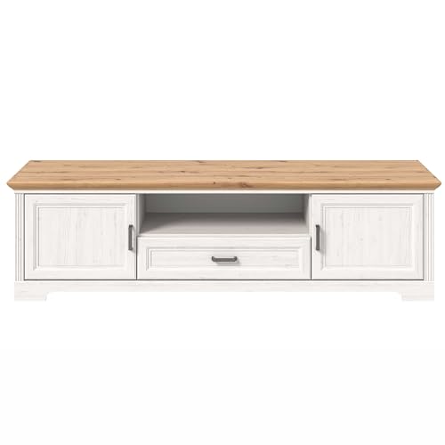 Stella Trading TV-Lowboard in Pinie hell, Artisan Eiche Optik - TV Schrank mit Schublade und viel Stauraum für Ihr Wohnzimmer im Landhausstil - 193 x 54 x 51 cm (B/H/T) von Stella Trading