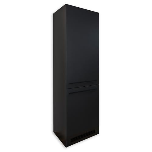 Stella Trading Jazz 8 Moderner Einbauschrank für Kühlschrank in Schwarz matt - Geräumiger Hochschrank Küchenschrank mit viel Stauraum - 60 x 211 x 57 cm (B/H/T) von Stella Trading