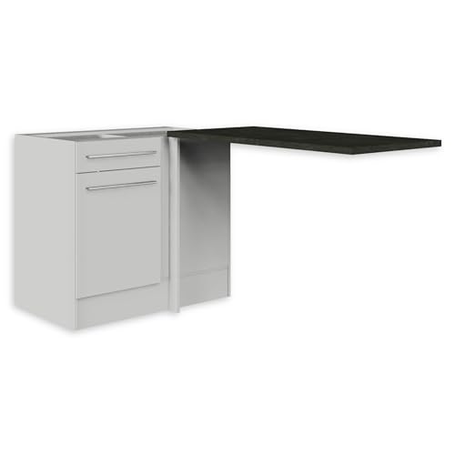 Jazz Moderner Eckschrank Küche mit Arbeitsplatte in Weiß Hochglanz - Geräumiger Eck-Unterschrank mit viel Stauraum - 115 x 90 x 60 cm (B/H/T) von Stella Trading