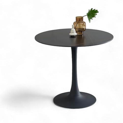 JOSH Esstisch rund in Marmor Optik, Schwarz - Außergewöhnlicher Esszimmertisch mit Metallgestell für Küche und Esszimmer - 90 x 75 x 90 cm (B/H/T) von Stella Trading