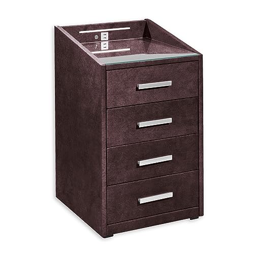 Stella Trading KALLISTO Nachttisch Boxspringbett, Aubergine - Funktionaler Nachtschrank mit USB-Anschluss und LED-Beleuchtung - 47 x 76 x 46 cm (B/H/T) von Stella Trading