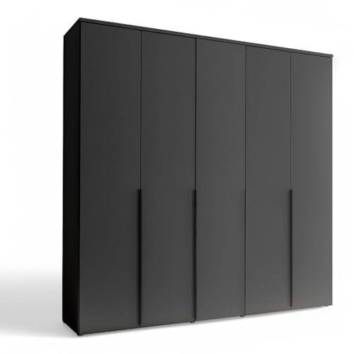 Stella Trading KEVO Kleiderschrank in Graphit - Vielseitiger Drehtürenschrank 5-türig für Ihr Schlafzimmer - 225 x 225 x 52 cm (B/H/T) von Stella Trading