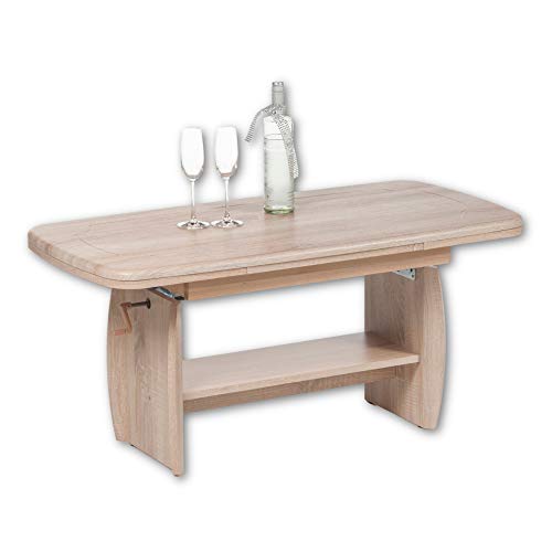 Stella Trading KIRK Couchtisch höhenverstellbar & ausziehbar in Eiche Sonoma Optik - praktischer Sofatisch mit Ablage für Ihren Wohnbereich - 115 x 52 x 59 cm (B/H/T), braun von Stella Trading