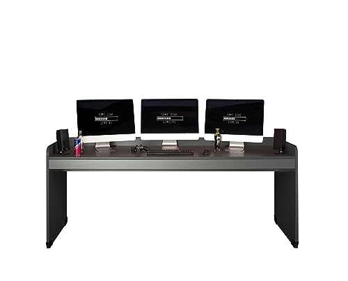 Stella Trading Kellon Gamingdesk graphit - Gamingschreibtisch Computertisch rollbar, Jugendzimmerschreibtisch 204 x 84,5 x72 cm von Stella Trading