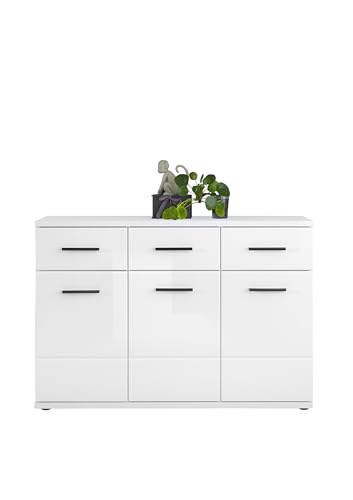 Kommode BC 1070 weiß Hochglanz Front - Moderne Kommode mit viel Stauraum für Ihren Wohnbereich - 111 x 75 x 35 cm von Stella Trading