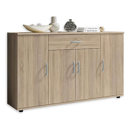 Stella Trading LILLY Kommode in Sonoma Eiche Optik - Modernes Sideboard mit viel Stauraum für Ihren Wohnbereich - 118 x 70 x 30 cm (B/H/T) von Stella Trading