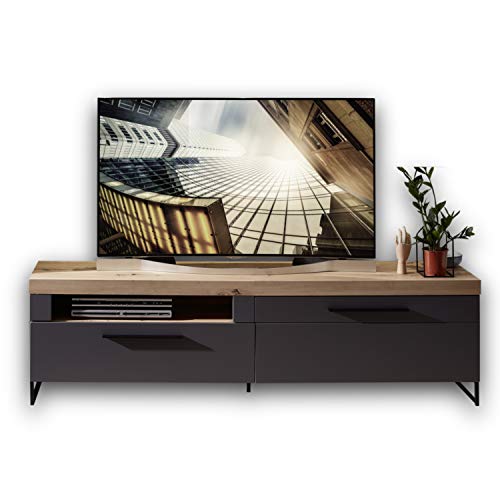 Stella Trading LOFT-TWO TV-Board in Artisan-Eiche Optik, graphit - Hochwertiges Low-Board für Ihr Wohnzimmer - 192 x 55 x 44 cm (B/H/T) von Stella Trading