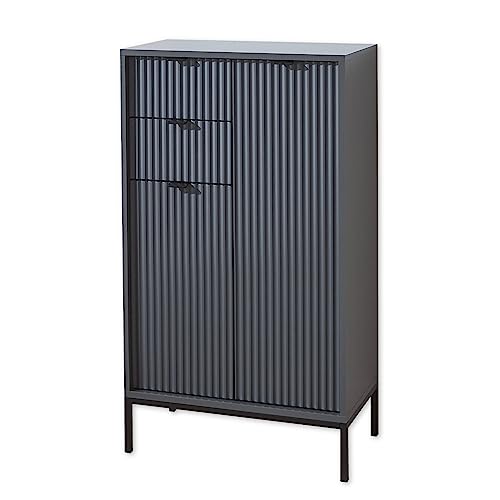 Stella Trading Badezimmer Kommode in Grau matt - Badezimmerschrank Bad Schrank mit viel Stauraum - 60 x 106 x 32 cm (B/H/T) von Stella Trading