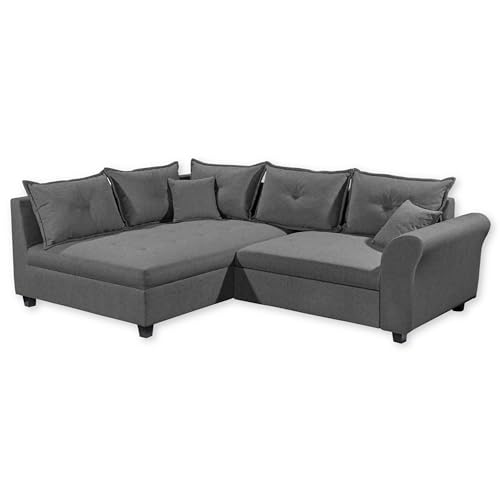 Stella Trading Liz Ecksofa mit Schlaffunktion in Anthrazit - Modernes Schlafsofa in L-Form für Ihr Wohnzimmer - 252 x 87 x 175 cm (B/H/T) von Stella Trading